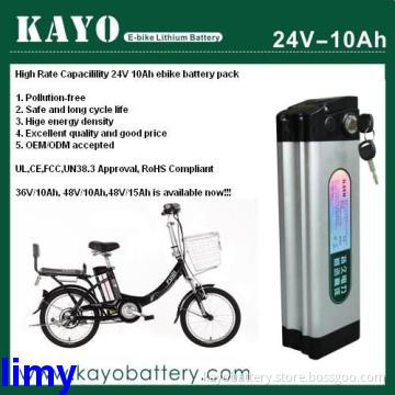 LiFePO4 eBike Battery Case 24v 10ah with AL Case, Charger